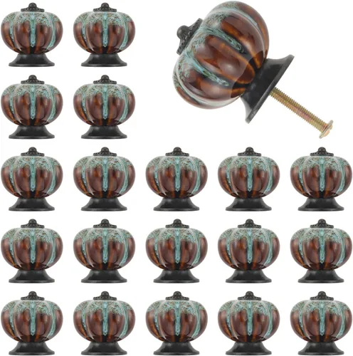 Vista 20 de Pomos de calabaza de 1.57 pulgadas, pomos de cerámica para armario, cajón, tiradores de cajones antiguos, pomos decorativos para armario, puerta