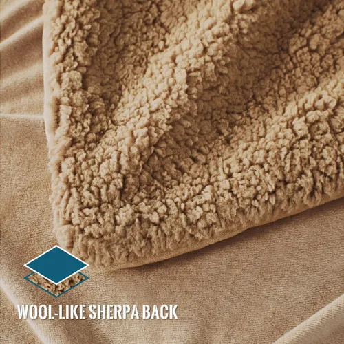 Vista 3 de KAWAHOME Manta de visón súper suave, tamaño Queen, extra cálida, plisada, sherpa, para invierno, 13.54 oz/m², para sofá, cama, 90 x 90 pulgadas