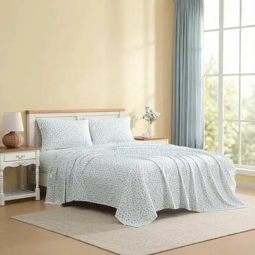 Vista 23 de Laura Ashley - Juego de sábanas individual, ropa de cama de percal de algodón fresca y suave con bolsillos profundos, ligera para comodidad durante