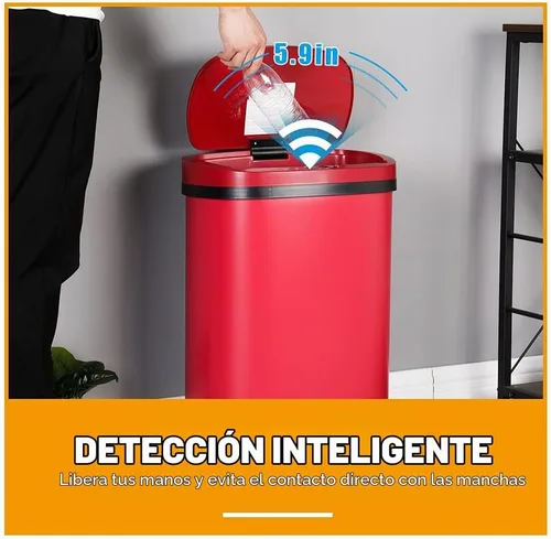 Vista 3 de Papelera de acero inoxidable BestOffice con infrarrojo antihuellas, 13.2 galón