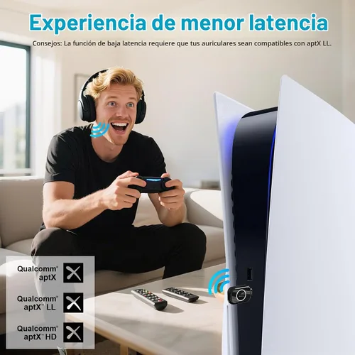 Vista 4 de ZIOCOM Adaptador Bluetooth USB-C para PS5, Bluetooth 5.3 Dongle con APTX LL