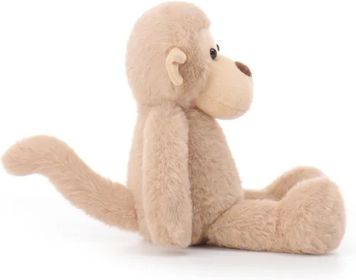 Vista 4 de Apricot Lamb Mono de peluche marrón claro para niños, juguetes de peluche suaves y lindos para bebés, niñas y niños, 7 pulgadas