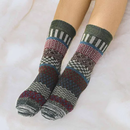 Vista 2 de Formery 5 pares de calcetines de lana para mujer, cálidos para invierno, gruesos, acogedores, calcetines de cachemira vintage para mujeres y niñas