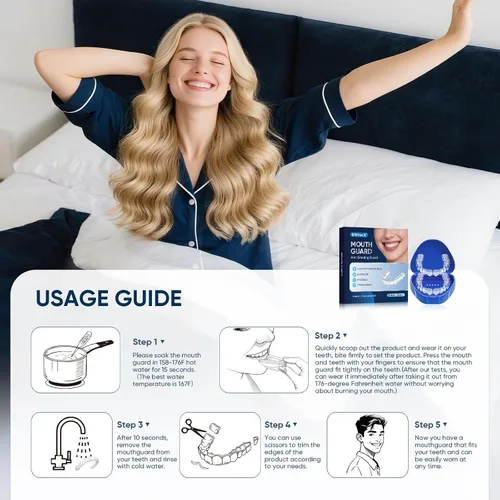 Vista 2 de Protector antimolienda, protector bucal para apretar los dientes por la noche, protector bucal para dormir, cómodo y reutilizable para adultos