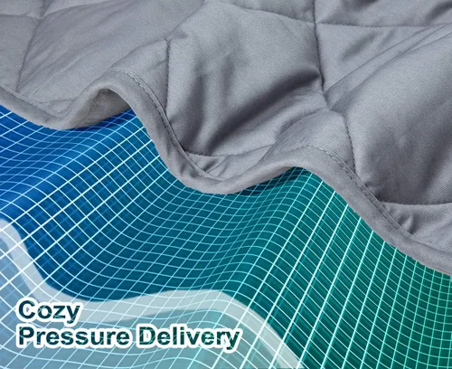 Vista 4 de ZZZhen - Manta con peso de alta transpirabilidad - 48''x72'' 15LB - Mantas pesadas premium - Sueño tranquilo para adultos y niños, edredones Gris
