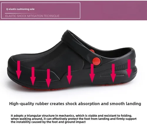 Vista 4 de Zapatos de chef para hombre, antideslizantes, resistentes al aceite, impermeables, zapatos de trabajo de seguridad, cómodos zapatos de enfermería