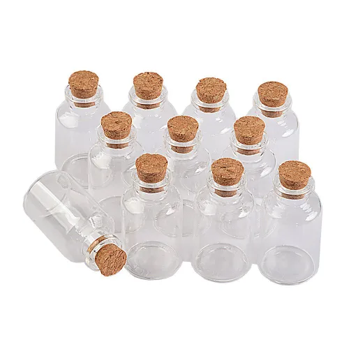 Vista 8 de 12 botellas de corcho de vidrio transparente de 0.1 fl oz, frascos de vidrio, frascos de almacenamiento vacíos, botellas de deseos decorativas