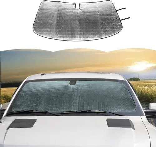 Vista 10 de RT-TCZ Parasol para Parabrisas Protector Solar Escudo Térmico Parasol de Ventana Visera Solar Alfombrilla para Ford F150 2009-2014, Bandera de EE.UU