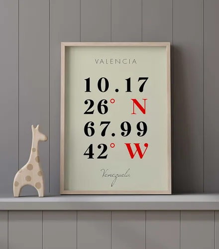 Vista 9 de Mapa de Valencia, Venezuela, Coordenadas Multilínea de Colores (8x10)