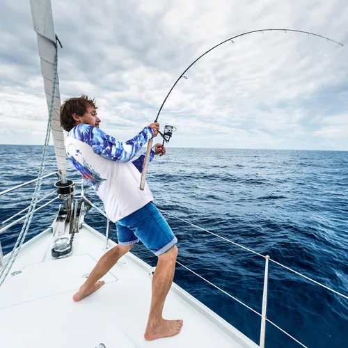 Vista 26 de Palmyth - Camiseta de pesca para hombre, con manga larga, protección solar ultravioleta FPU 50+, con bolsillo