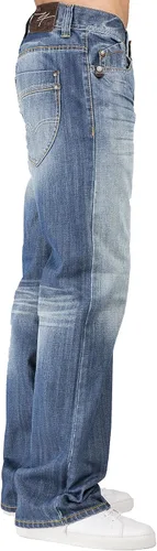 Vista 3 de Level 7 Jeans relajados y de pierna recta para hombre con corte de bota y bolsillo con cremallera