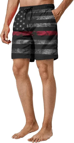 Vista 4 de Traje de baño corto de secado rápido para hombre, con forro de malla, moda
