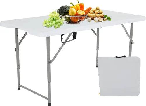 Vista 12 de HKLGorg Mesa plegable de 4 pies, mesa plegable de plástico de altura Negro