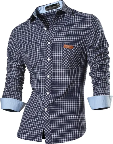 Vista 75 de jeansian - Camisas de manga larga de ajuste entallado para hombre (8397), con botones, informales y de vestir.