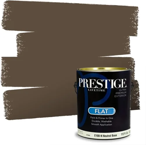 Vista 253 de PRESTIGE Pinturas Pintura Exterior e Imprimación en Uno, 1 Galón, Mate, Combinación Comparable de Sherwin Williams* Black Magic* SW6991-PCM