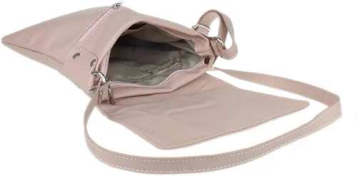 Vista 4 de Bolso de hombro cruzado de cuero suave italiano para mujer con cremallera