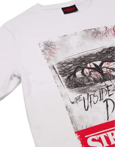 Vista 3 de Stranger Things Camiseta para hombre boca abajo color blanco