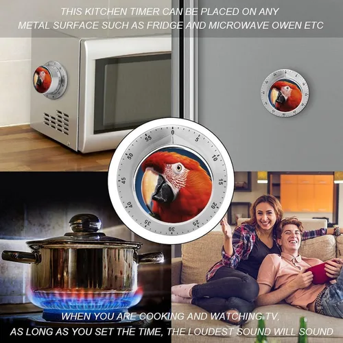 Vista 4 de Temporizadores mecánicos de cocina para cocinar, temporizador magnético de cuenta regresiva de 60 minutos con boca de animal, lindos temporizadores