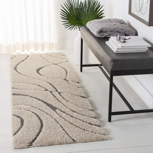Vista 18 de Safavieh Florida Shag Collection - Alfombra de área de 2 x 3 pies, color crema/beige, diseño geométrico, felpa de 1.2 pulgadas de grosor, ideal