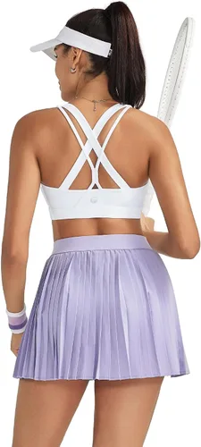 Vista 5 de RUNNING GIRL Brasier deportivo para mujer de alto soporte, espalda cruzada acolchada, brasier deportivo con tirantes delgados, brasier de yoga