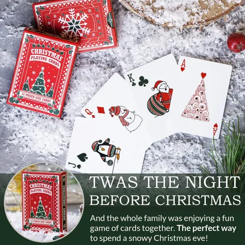 Vista 2 de Naipes de Navidad, bonitos diseños para diversión familiar con libro electrónico de juegos de cartas gratis. Gran regalo de relleno de calcetines