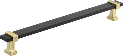 Vista 10 de Amerock Mango de gabinete Cromo negro/Oro cepillado 3-3/4 pulgadas (96 mm) de centro a centro Overton paquete de 1 unidad Jaladera