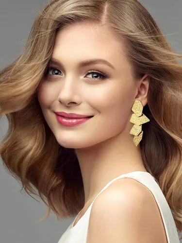 Vista 6 de 6 pares de aretes dorados para mujeres y niñas, aretes geométricos grandes dorados tejidos trenzados de hoja de ginkgo para regalos de joyería