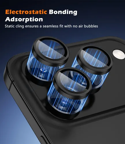 Vista 4 de imluckies Protector de lente de cámara para iPhone 17 Pro, iPhone 17 Pro Max, iPhone 16 Pro, iPhone 16 Pro Max, vidrio templado AR+AF y dureza 9H