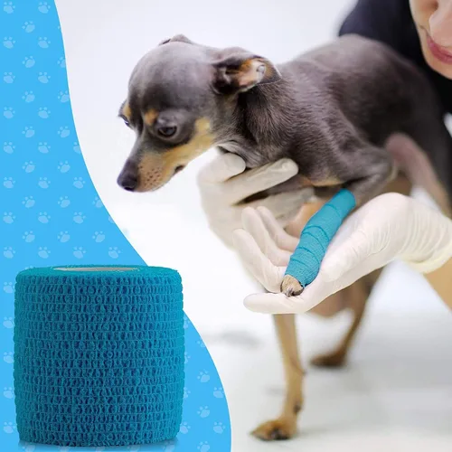 Vista 6 de Vet Wrap - Vendaje de compresión cohesivo autoadherente y cinta de gasa médica para perros, gatos y caballos, varios