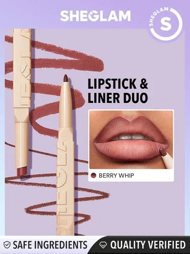 Vista 2 de SHEGLAM Juego de delineador de labios mate 2 en 1 y lápiz labial de larga duración Makeup-Berry Whip