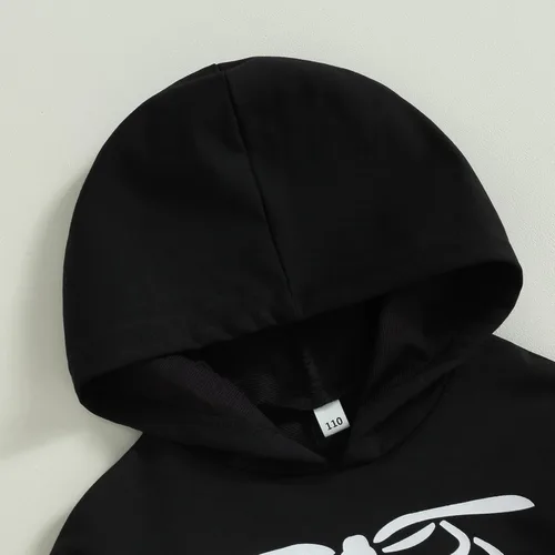 Vista 4 de Sudadera de manga larga con capucha y pantalones largos, 2 piezas Negro
