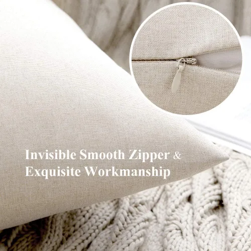 Vista 2 de MIULEE Paquete de 2 fundas de almohada decorativas para exteriores, impermeables, sólidas, de lino sintético, para jardín, granja, patio, tienda