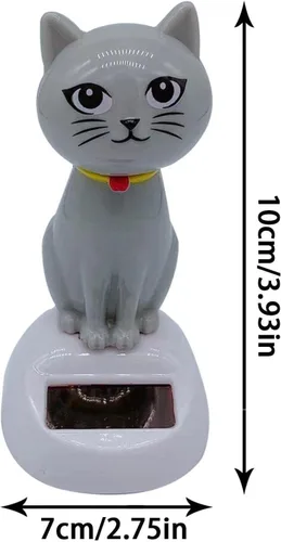 Vista 2 de Bonita figura de gato bailarín con energía solar, oscilante solar, estatua de gato, decoración de tablero de instrumentos de automóvil, decoración