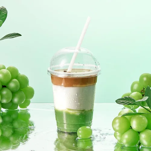 Vista 5 de Paquete de 100 vasos de plástico transparente de 12 onzas con tapas de cúpula, tazas desechables de parfait de postre para helado, bebidas de café