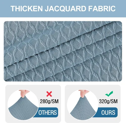 Vista 2 de Smiry Juego de 2 fundas de asiento elásticas de jacquard para sillas de comedor, extraíbles y lavables, sin fundas traseras, color azul aireado