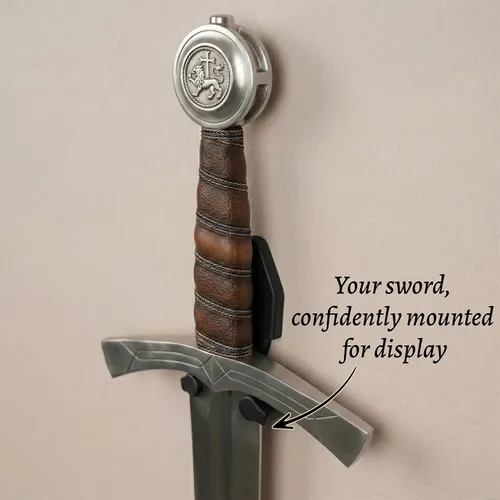 Vista 4 de Mythrojan Soporte de pared de metal de una sola espada, colgador vertical de 3 pulgadas, estante de pared multifuncional ajustable para espada