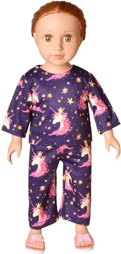 Vista 45 de QPANCY Conjunto de pijamas a juego para niñas y muñecas, pijamas de manga larga para otoño e invierno