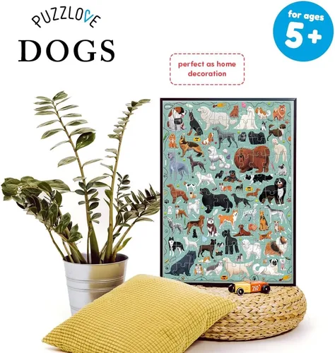 Vista 6 de Puzzlove Dogs (100 piezas) Rompecabezas de 5+ piso