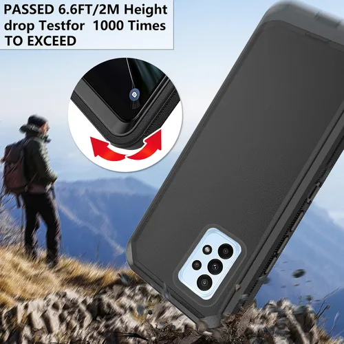 Vista 6 de Asuwish Funda de teléfono para Samsung Galaxy A23 5G con protector de pantalla de vidrio templado y cubierta para celda, híbrida, resistente, a Negro