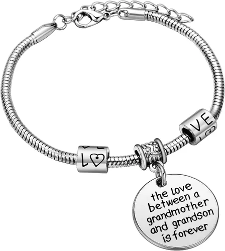 Vista 4 de Brazalete con colgante "Love between a Grandmother and Grandson is Forever