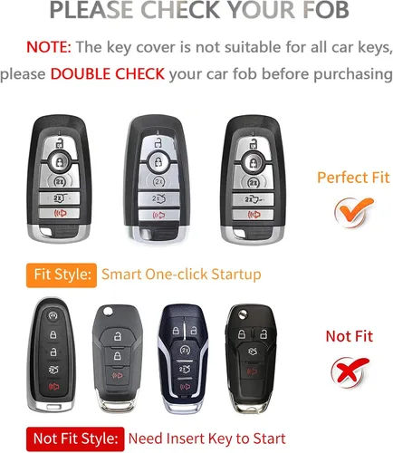 Vista 7 de OFFCURVE Funda de cuero para llave de automóvil Ford compatible con Ford Mustang Fusion F250 F350 F450 F550 Edge Explorer Raptor Smart Key Holder