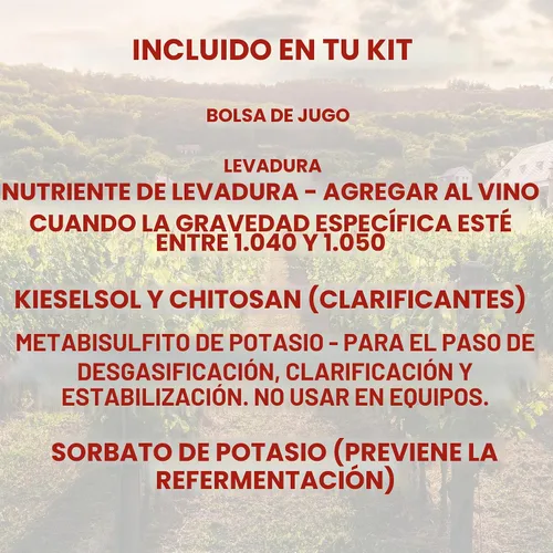 Vista 4 de Master Vintner kit para elaboración de vinos de reserva, recetas para elaborar vinos. Ingredientes para preparar 6 galones de vino casero
