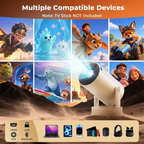 Vista 11 de Mini proyector con batería, WiFi 6 y Bluetooth5.4, compatible con Blanco loto