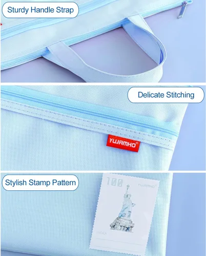 Vista 8 de Calculadora de escritorio de bolsillo de tamaño pequeño y bolsa de archivos impermeable de doble bolsillo grande con asa