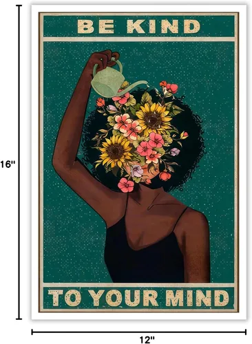 Vista 8 de Dcvjiy Póster retro con texto en inglés «Be Kind To Your Mind» de moda con texto en inglés «Be Kind To Your Mind» («Be Kind To Your Mind») con texto
