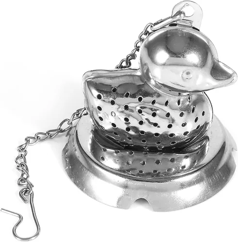 Vista 3 de Mini infusor de té suelto duradero, infusor de té de acero inoxidable, forma de pato para sala de estar, oficina, cocina, casa de té