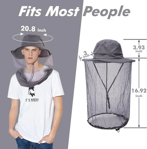 Vista 5 de ayamaya Sombrero de red de mosquito para hombres y mujeres, sombreros de ala ancha