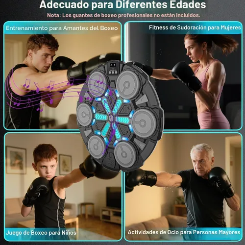 Vista 8 de Music Punching Machine for Kids Adults,Bluetooth Wall Mounted Boxing Trainer with Gloves,Rhythm Lights,2 Player Battle Mode,Reaction Training