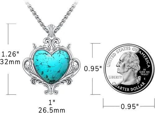 Vista 101 de Joyas de turquesa para mujeres y hombres de plata de ley 925 con colgante de urna para cenizas, collar con medallón de imagen, martillo de Thor