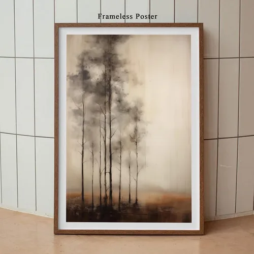 Vista 2 de Dthllay Impresiones Vintage de Bosque Paisaje Vintage Arte de Pared en Lienzo Cuadro Neutro Pintura Abstracta de Bosque Arte de Pared de Paisaje